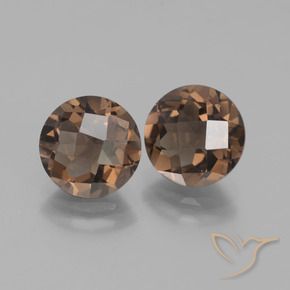 3.63 ctw Brown Smoky Quartz Stones, Natural Smoky Quartz in Round Checkerboard Shape for Sale