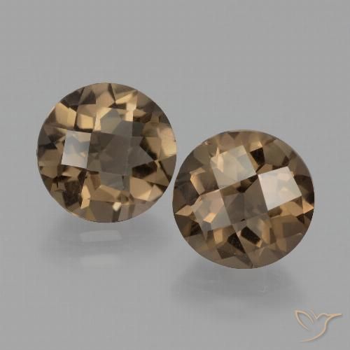 Quarzo fumé a scacchiera rotondo da 3,57 ct, 8,1 mm dal Brasile, Photo A