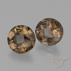 3.57 ctw Brown Smoky Quartz Stones, Natural Smoky Quartz in Round Checkerboard Shape for Sale