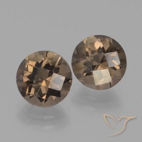3.55 ctw Brown Smoky Quartz Stones, Natural Smoky Quartz in Round Checkerboard Shape for Sale