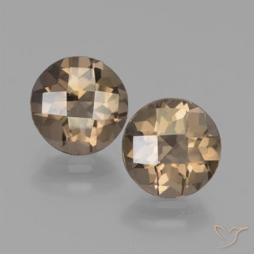 3.17 ct Round Checkerboard Smoky Quartz, 7.9 mm From Brazil, Photo A