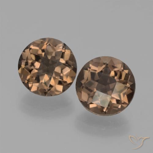 3.38 ct Round Checkerboard Smoky Quartz, 7.8 mm From Brazil, Photo A