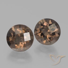 3.64 ctw Brown Smoky Quartz Stones, Natural Smoky Quartz in Round Checkerboard Shape for Sale
