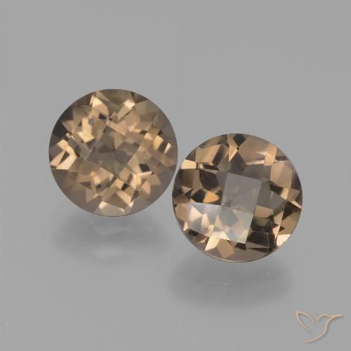 3.52 ct Round Checkerboard Smoky Quartz, 8.1 mm From Brazil, Photo A