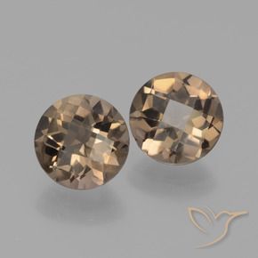 3.52 ctw Brown Smoky Quartz Stones, Natural Smoky Quartz in Round Checkerboard Shape for Sale