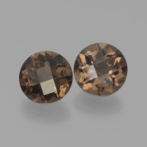 3.65 ctw Brown Smoky Quartz Stones, Natural Smoky Quartz in Round Checkerboard Shape for Sale