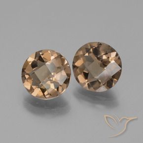 3.32 ctw Brown Smoky Quartz Stones, Natural Smoky Quartz in Round Checkerboard Shape for Sale