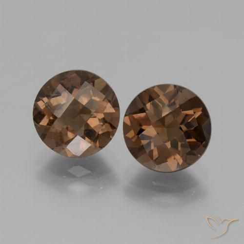 Hickory Brown Smoky Quartz Gem - 1.8ct Round Checkerboard (ID: 442949)