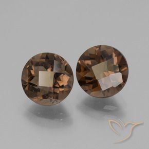 3.66 ctw Brown Smoky Quartz Stones, Natural Smoky Quartz in Round Checkerboard Shape for Sale