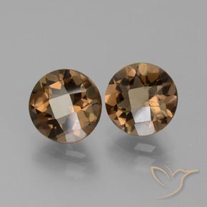 3.58 ctw Brown Smoky Quartz Stones, Natural Smoky Quartz in Round Checkerboard Shape for Sale