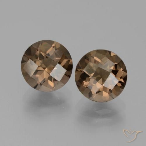 3.58 ct Round Checkerboard Smoky Quartz, 8.1 mm From Brazil, Photo A