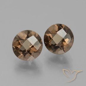 3.58 ctw Brown Smoky Quartz Stones, Natural Smoky Quartz in Round Checkerboard Shape for Sale