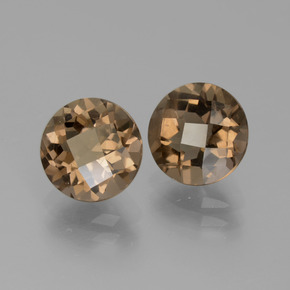 3.67 ctw Brown Smoky Quartz Stones, Natural Smoky Quartz in Round Checkerboard Shape for Sale