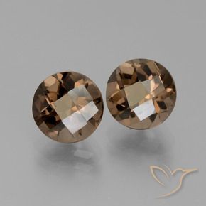 3.64 ctw Brown Smoky Quartz Stones, Natural Smoky Quartz in Round Checkerboard Shape for Sale