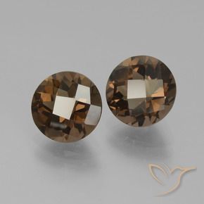 3.42 ctw Brown Smoky Quartz Stones, Natural Smoky Quartz in Round Checkerboard Shape for Sale