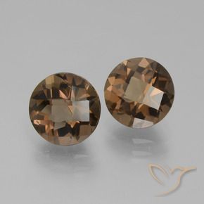 3.62 ctw Brown Smoky Quartz Stones, Natural Smoky Quartz in Round Checkerboard Shape for Sale