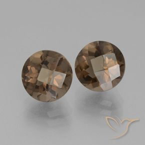 3.83 ctw Brown Smoky Quartz Stones, Natural Smoky Quartz in Round Checkerboard Shape for Sale