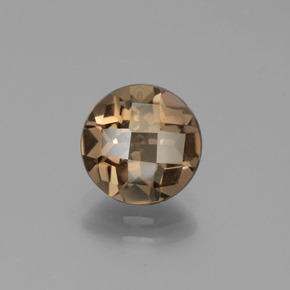 Medium-Dark Brown Rauchquarz Edelstein - 1.8ct Rund Schachbrett (ID: 442987)