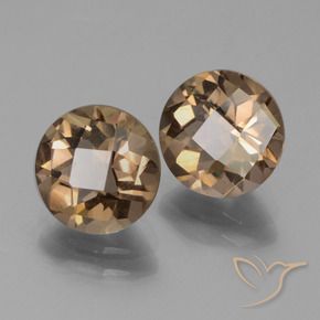 3.50 ctw Brown Smoky Quartz Stones, Natural Smoky Quartz in Round Checkerboard Shape for Sale