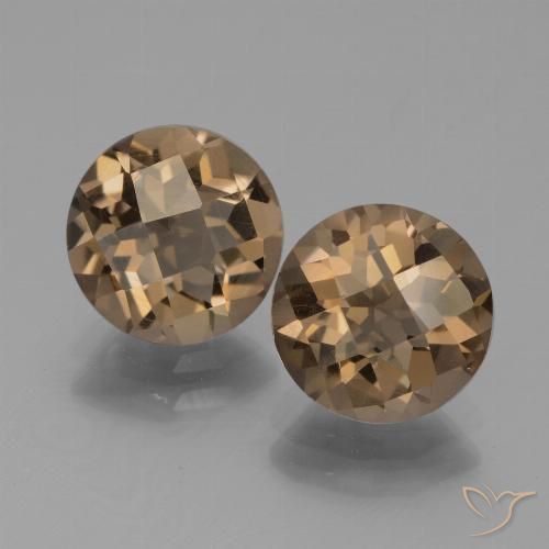 3.15 ct Round Checkerboard Smoky Quartz, 7.9 mm From Brazil, Photo A