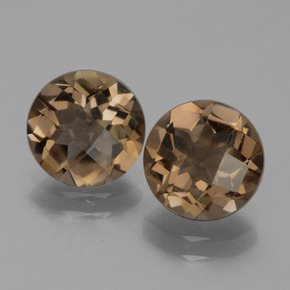 Warmes Braun Rauchquarz Edelstein - 1.6ct Rund Schachbrett (ID: 443035)
