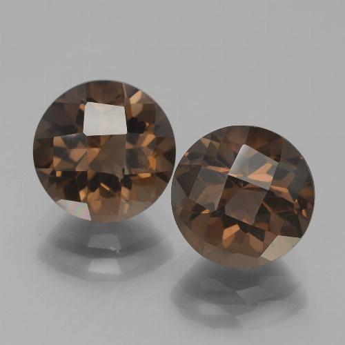 Medium Brown Smoky Quartz Gem - 2ct Round Checkerboard (ID: 443036)