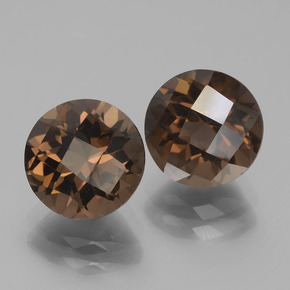 3.97 ctw Brown Smoky Quartz Stones, Natural Smoky Quartz in Round Checkerboard Shape for Sale