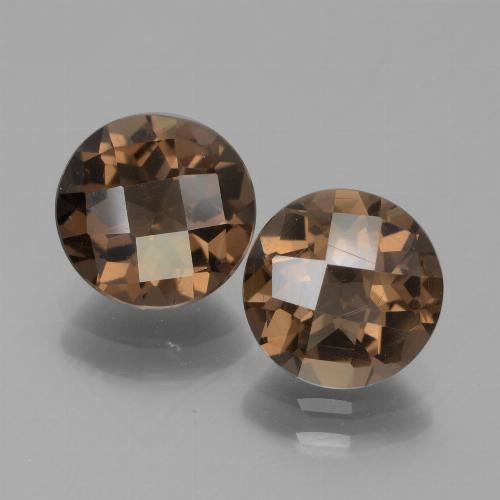 Hickory Brown Smoky Quartz Gem - 1.6ct Round Checkerboard (ID: 443037)