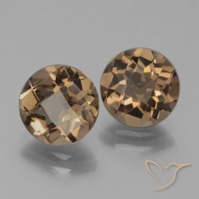 3.23 ctw Brown Smoky Quartz Stones, Natural Smoky Quartz in Round Checkerboard Shape for Sale