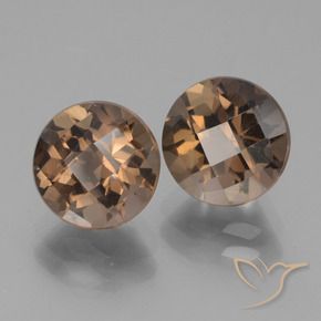 3.86 ctw Brown Smoky Quartz Stones, Natural Smoky Quartz in Round Checkerboard Shape for Sale