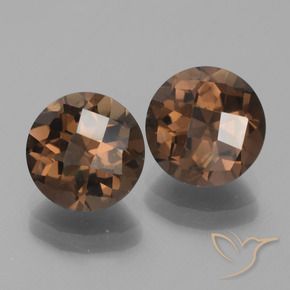 3.79 ctw Brown Smoky Quartz Stones, Natural Smoky Quartz in Round Checkerboard Shape for Sale