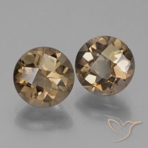 3.64 ctw Brown Smoky Quartz Stones, Natural Smoky Quartz in Round Checkerboard Shape for Sale