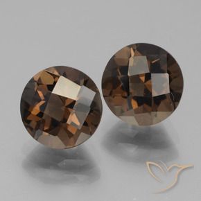 3.76 ctw Brown Smoky Quartz Stones, Natural Smoky Quartz in Round Checkerboard Shape for Sale