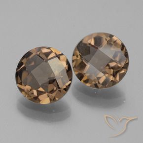 2.87 ctw Brown Smoky Quartz Stones, Natural Smoky Quartz in Round Checkerboard Shape for Sale
