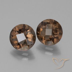 3.32 ctw Brown Smoky Quartz Stones, Natural Smoky Quartz in Round Checkerboard Shape for Sale