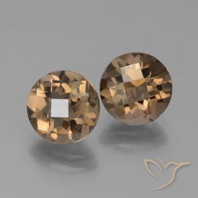 3.60 ctw Brown Smoky Quartz Stones, Natural Smoky Quartz in Round Checkerboard Shape for Sale