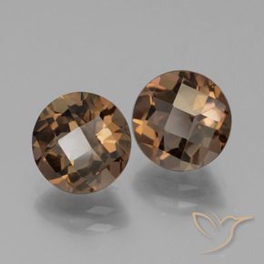 3.95 ctw Brown Smoky Quartz Stones, Natural Smoky Quartz in Round Checkerboard Shape for Sale