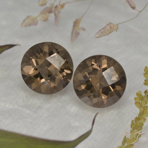 3.81 ct Round Checkerboard Smoky Quartz, 8.1 mm From Brazil, Photo A