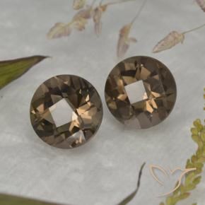 3.81 ctw Brown Smoky Quartz Stones, Natural Smoky Quartz in Round Checkerboard Shape for Sale