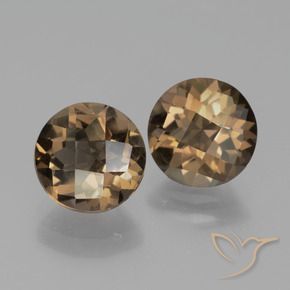 3.37 ctw Brown Smoky Quartz Stones, Natural Smoky Quartz in Round Checkerboard Shape for Sale