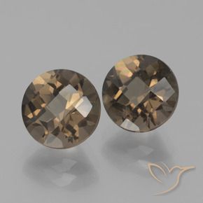 3.90 ctw Brown Smoky Quartz Stones, Natural Smoky Quartz in Round Checkerboard Shape for Sale