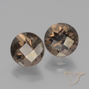 3.70 ctw Brown Smoky Quartz Stones, Natural Smoky Quartz in Round Checkerboard Shape for Sale