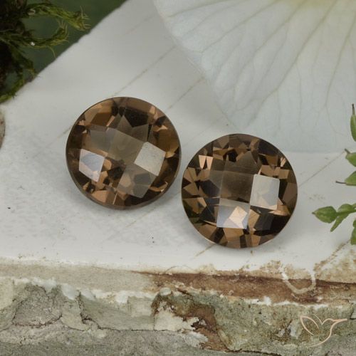 3.34 ct Round Checkerboard Smoky Quartz, 8 mm From Brazil, Photo A