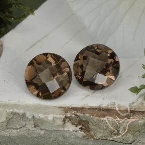 3.34 ctw Brown Smoky Quartz Stones, Natural Smoky Quartz in Round Checkerboard Shape for Sale