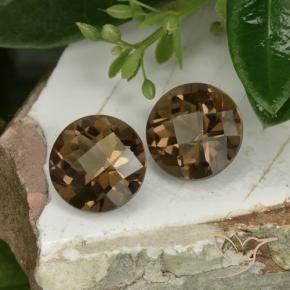 3.67 ctw Brown Smoky Quartz Stones, Natural Smoky Quartz in Round Checkerboard Shape for Sale
