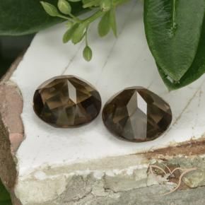 Smoky Quartz Gemstones in 8 mm (calibrated) Size for Sale, Smoky Quartz Stones in Medium-Dark Brown Color