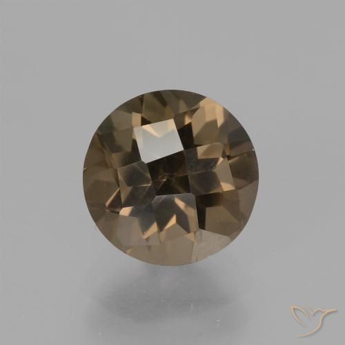 Quartz Fumé Brun round checkerboard 2 ct du Brésil, dimension 8,2mm, pierre gemme naturelle Non traité, pureté vvs-vs, 1 pièce Quartz Fumé de couleur Moka léger, dureté Mohs de 7 convient aux bijoux de tous les jours, pierre de sagesse, Photo A