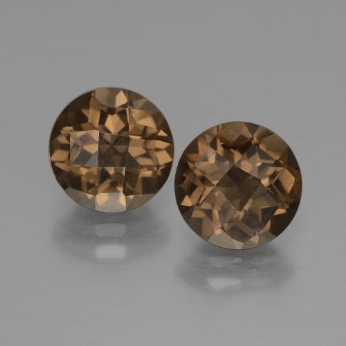 Brown Smoky Quartz Gem - 1.8ct Round Checkerboard (ID: 448066)
