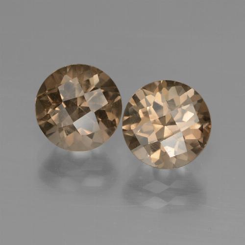 Marrón claro Cuarzo Ahumado Gema - 1.9ct Tablero de Ajedrez Redondo (ID: 448070)