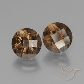 3.54 ctw Brown Smoky Quartz Stones, Natural Smoky Quartz in Round Checkerboard Shape for Sale